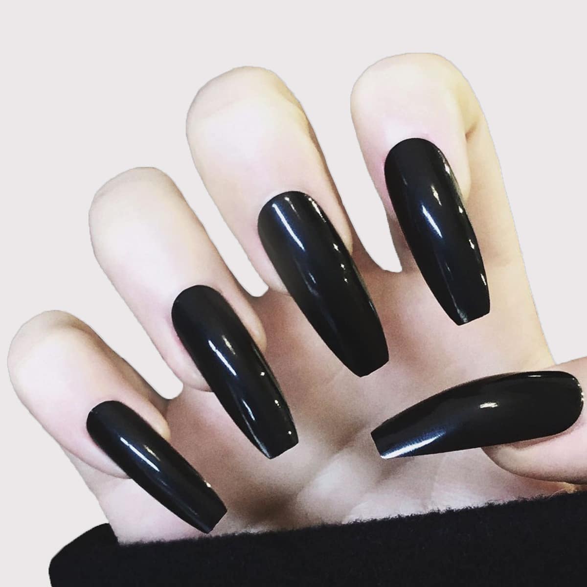 

24pcs Solid False Nail & 1sheet Tape, Black