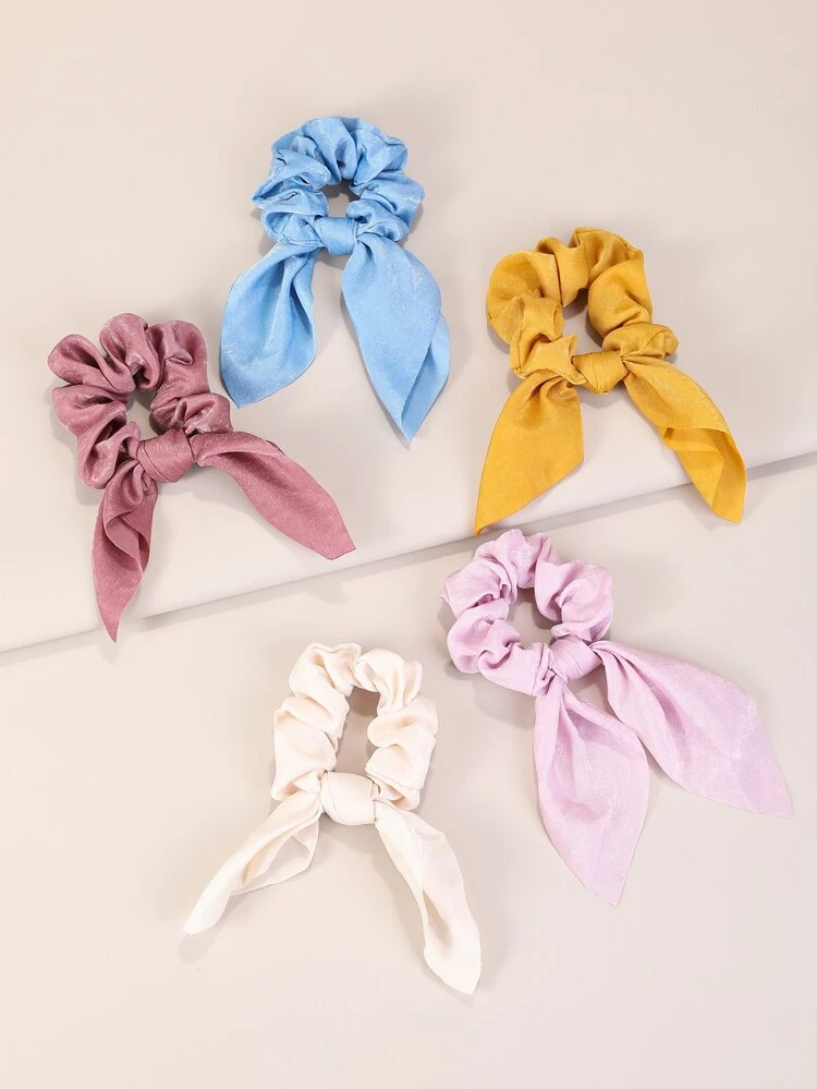 1pc/6pcs/16pcs Satin Hair Scrunchies + Ear Flare Tail