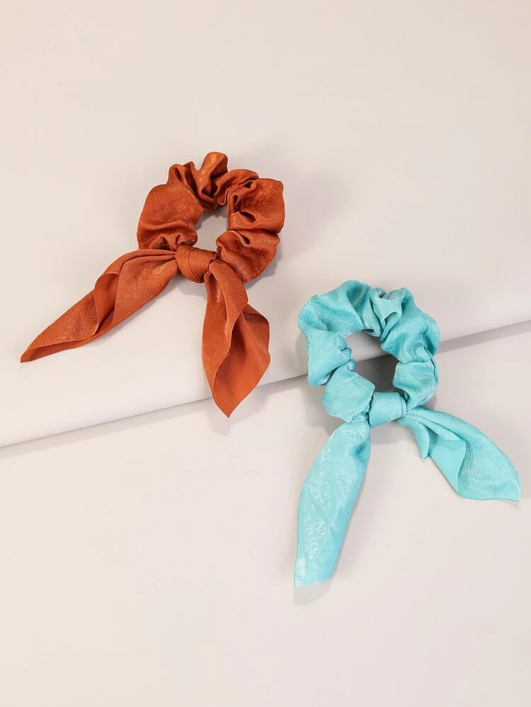 1pc/6pcs/16pcs Satin Hair Scrunchies + Ear Flare Tail