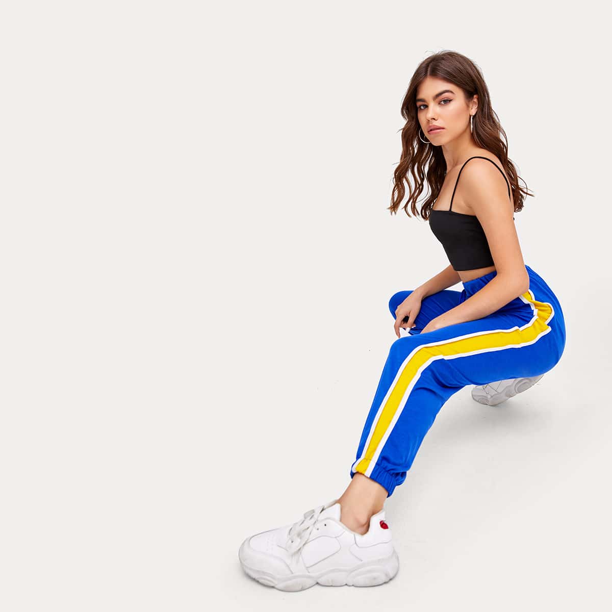 Contrast Side Panel Joggers, Royal blue