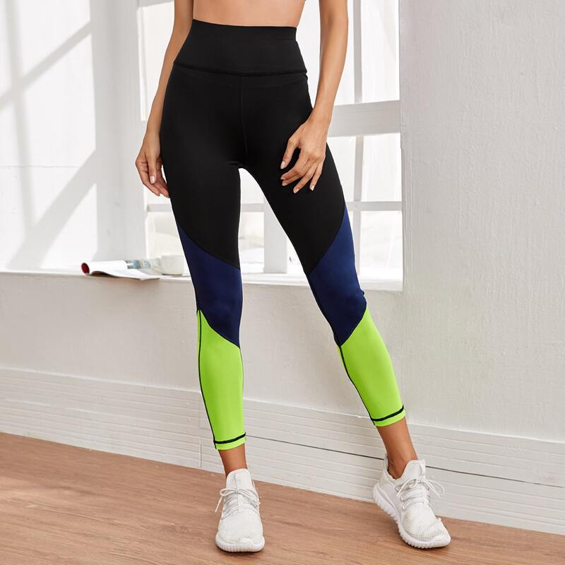 

Color Block High Waist Sports Leggings, Multicolor