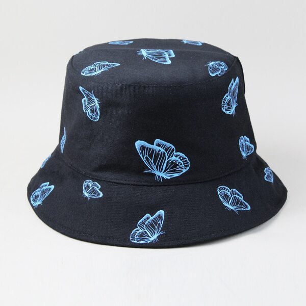 

Butterfly Printed Double Side Bucket Hat, Black