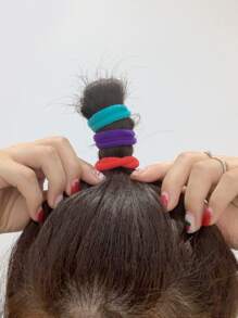 100pcs Medium & Large Size High Elasticity Hair Ties, Gentle On Hair, Suitable For Ponytail, Bun And Daily Use - Multicolor - View 6