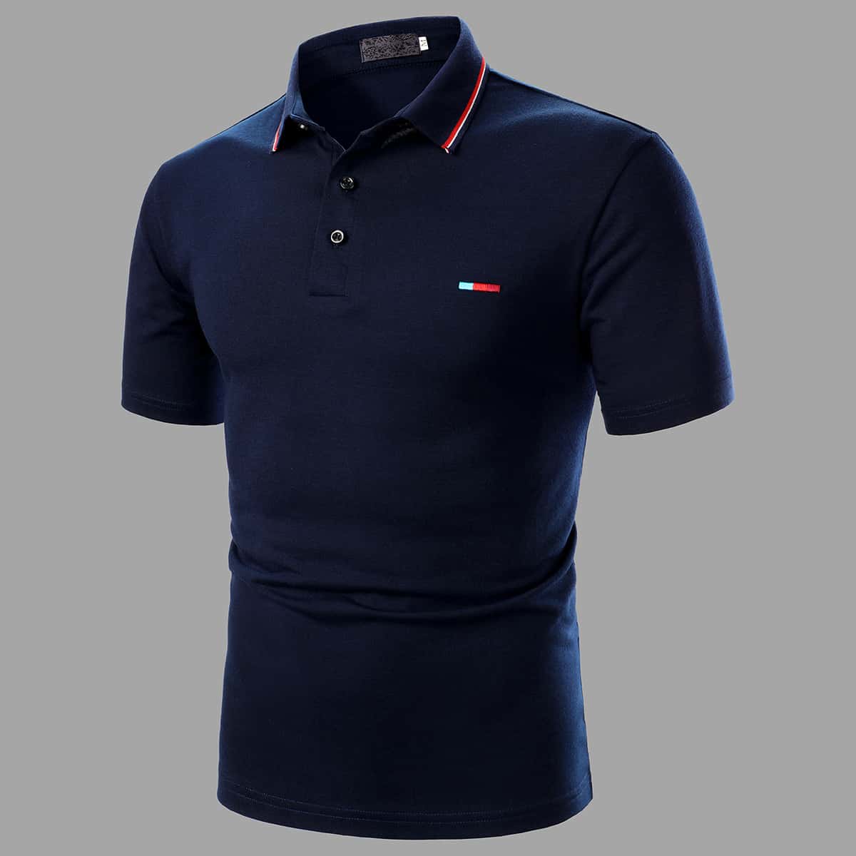 

Guys Striped Trim Polo Shirt, Navy blue