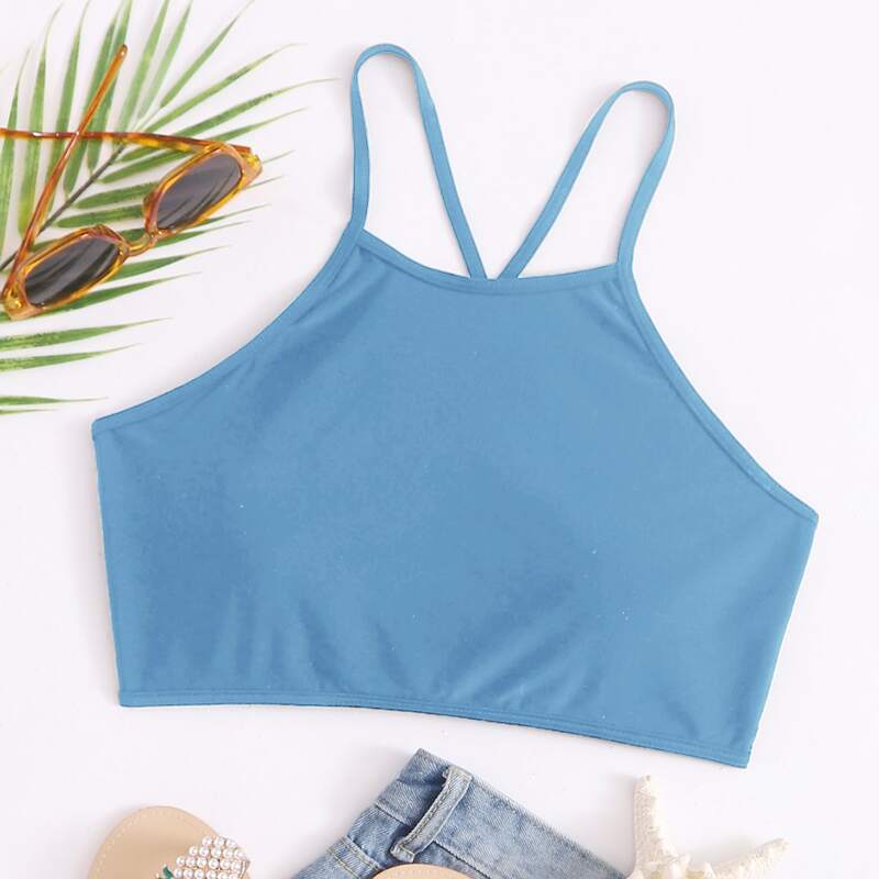 

Lace-up Back Bikini Top, Pastel baby blue