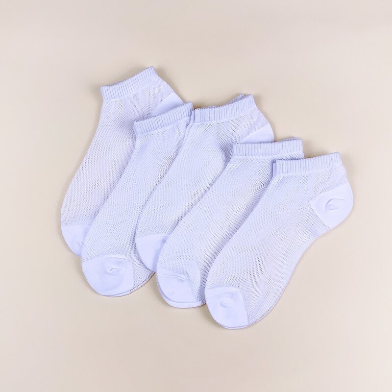 

5pairs Guys Plain Short Socks, White