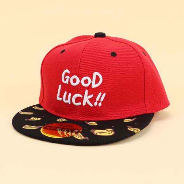 

Toddler Kids Slogan Embroidery Baseball Cap, Red