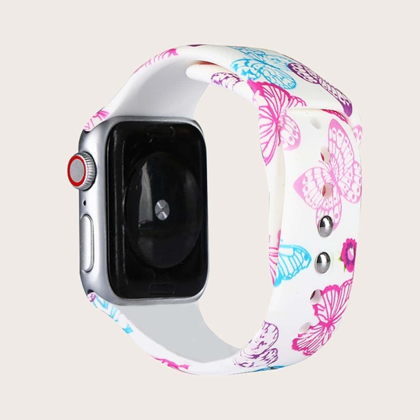 

1pc Butterfly Print Silicone iWatch Band, Multicolor