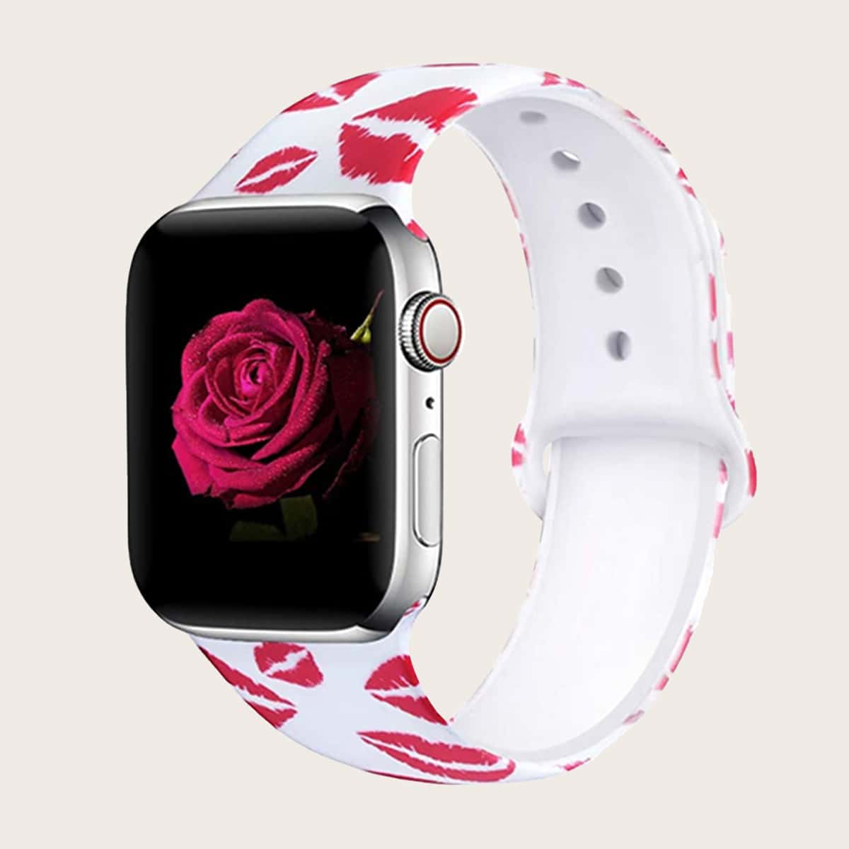 

1pc Lip Print Silicone iWatch Band, Multicolor