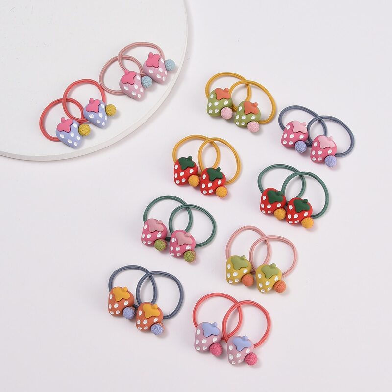 

2pairs Random Strawberry Hair Tie, Multicolor
