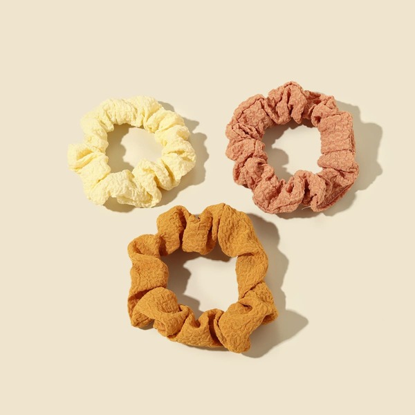 

3pcs Plain Multicolor Scrunchie, Yellow