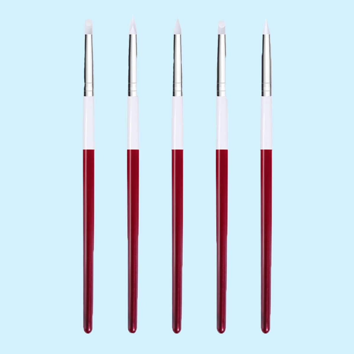 

5pcs Silicone Nair Art Pen, Red and white