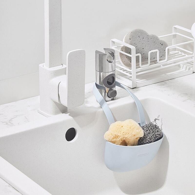

1pc Faucet Hanging Drain Basket, Baby blue
