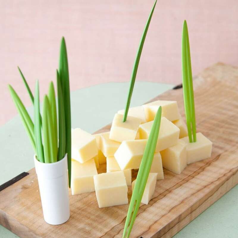 

10pcs Leaf Shaped Fruit Fork, Green