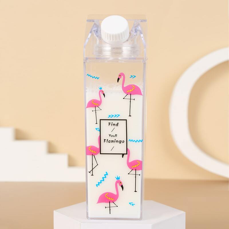 

1pc Flamingo Print Clear Water Bottle