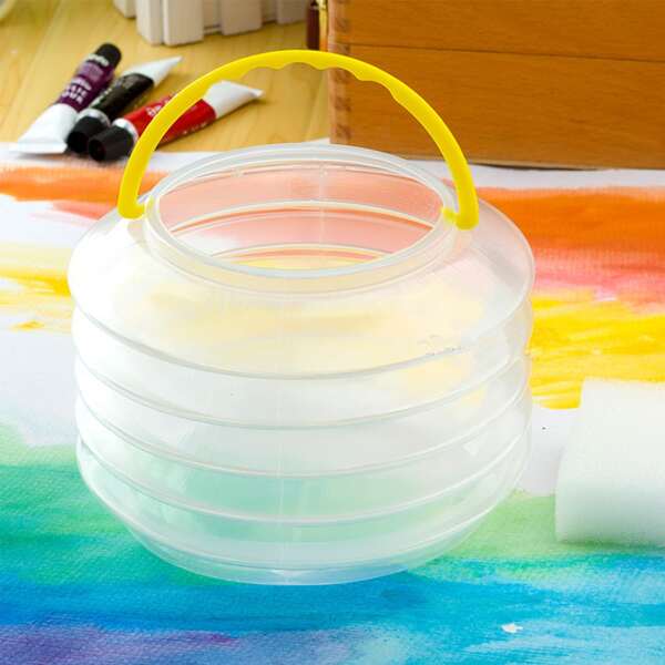 

1pc Portable Foldable Painting Brush Random Washing Bucket, Clear