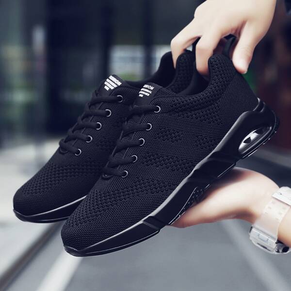 

Men Lace-up Front Wide Fit Sneakers, Black