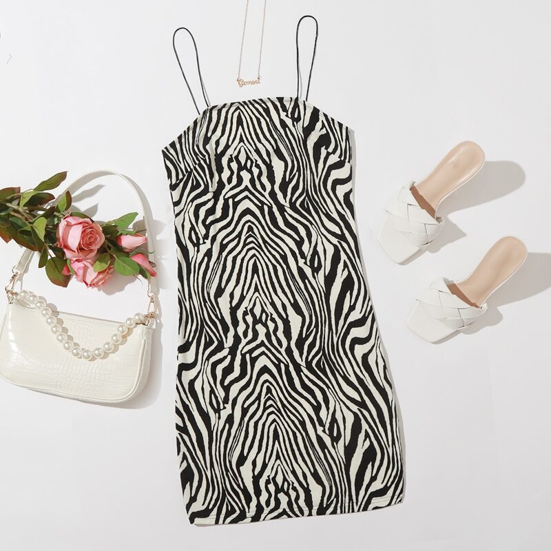 

Zebra Stripe Mini Dress, Multicolor