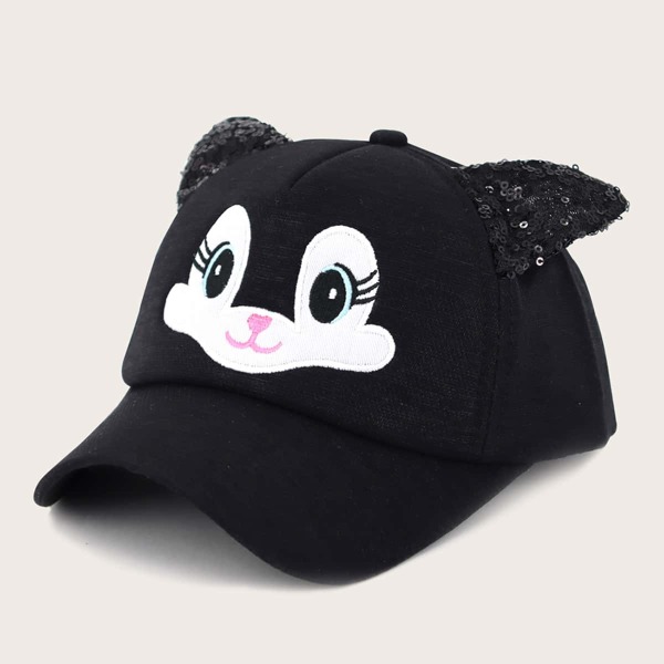 

Toddler Kids Cartoon Embroidered Baseball Cap, Black