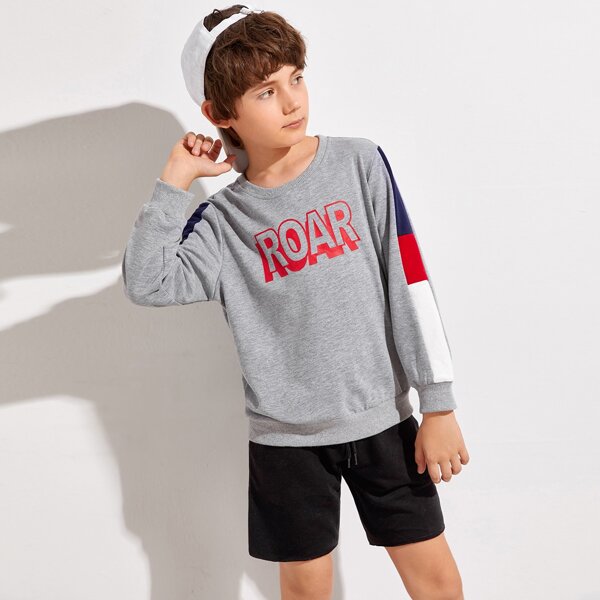 

Boys Colorblock Letter Graphic Pullover, Grey