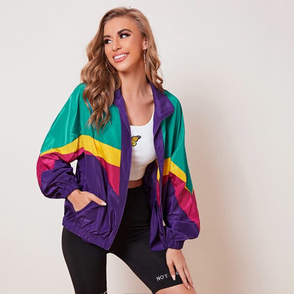

Zip Up Colorblock Wind Jacket, Multicolor