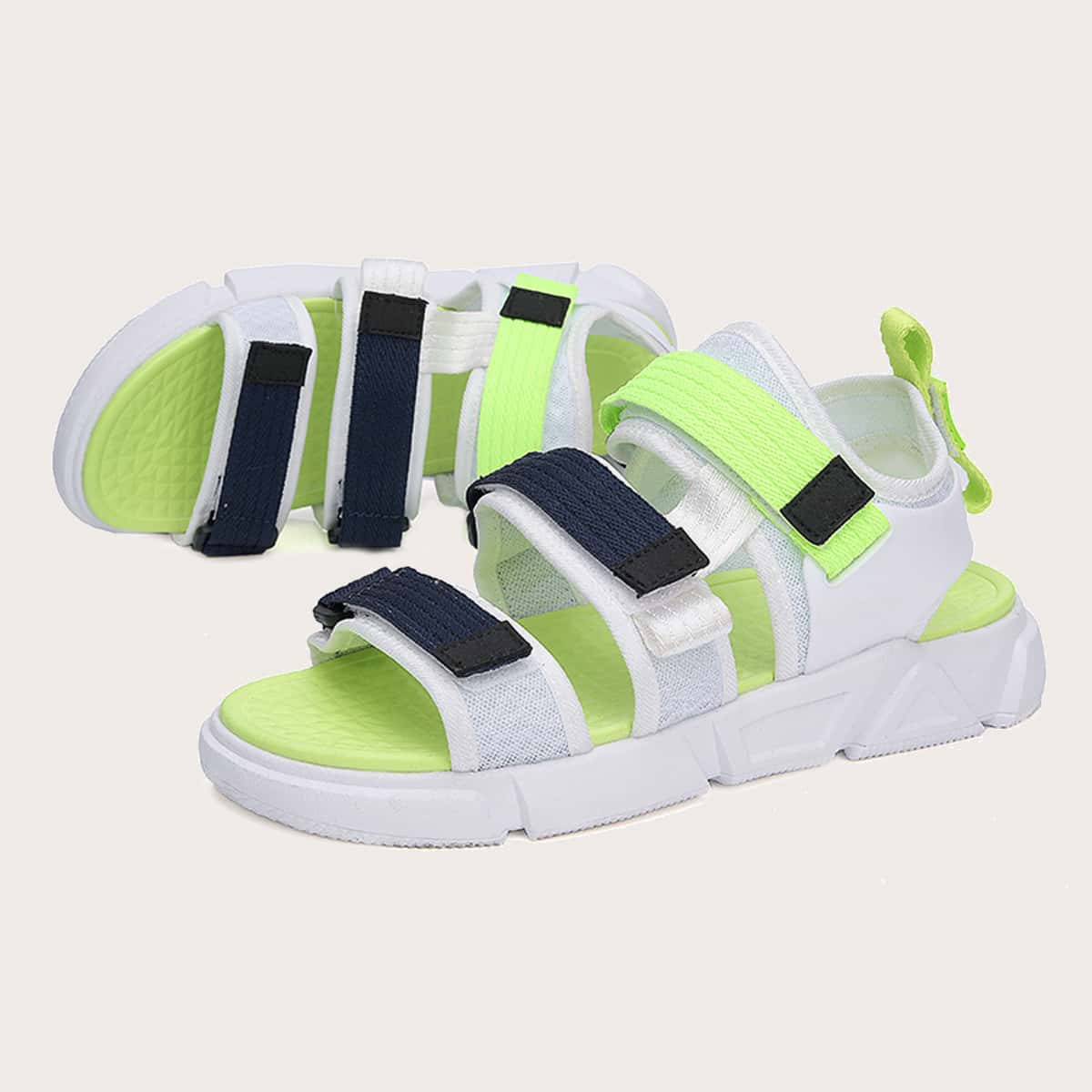 

Guys Open Toe Velcro Strap Sandals, Multicolor