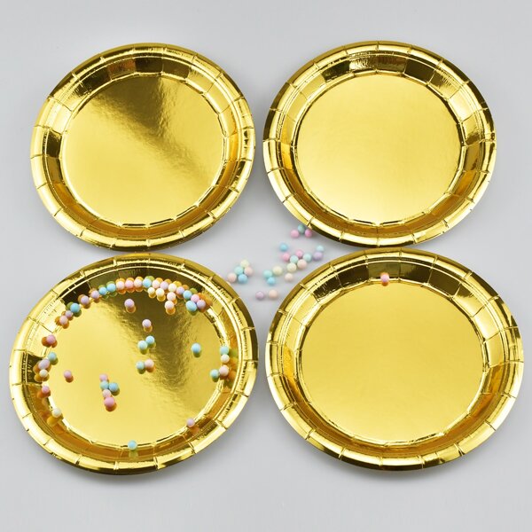 

10pcs 7 Inch Disposable Plate, Gold