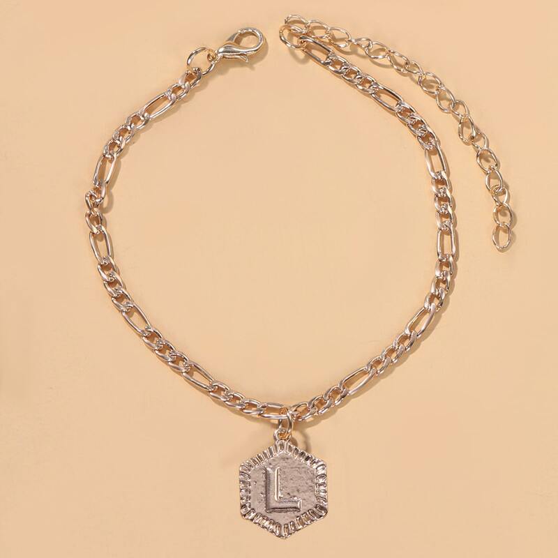 

Letter Decor Charm Anklet, Gold