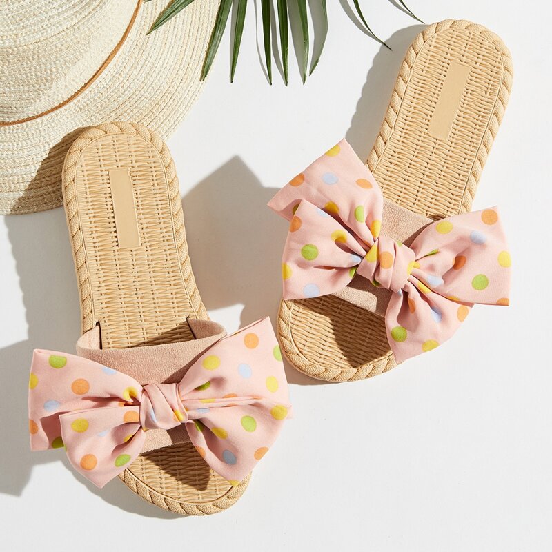 

Bow Decor Wide Fit Slides, Pink