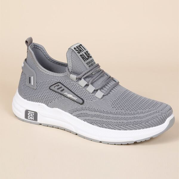 

Men Lace-up Decor Low Top Knit Sneakers, Grey