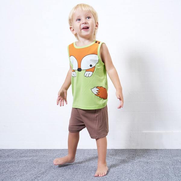 

Toddler Boys Cartoon Graphic Tank Top With Shorts, Multicolor
