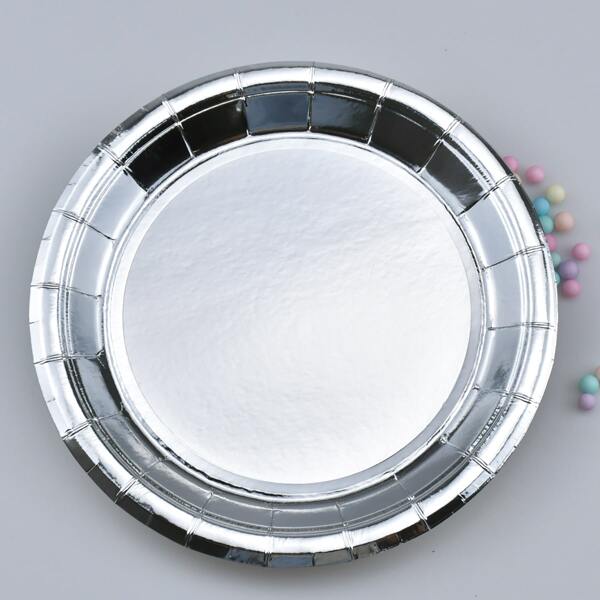 

10pcs 7 Inch Disposable Plate, Silver