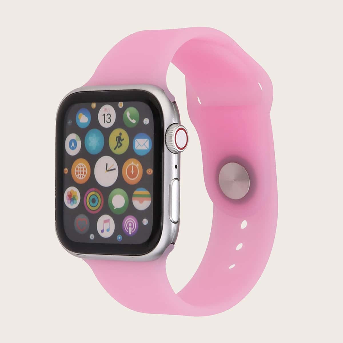 

1pc Solid Silicone iWatch Band, Pink