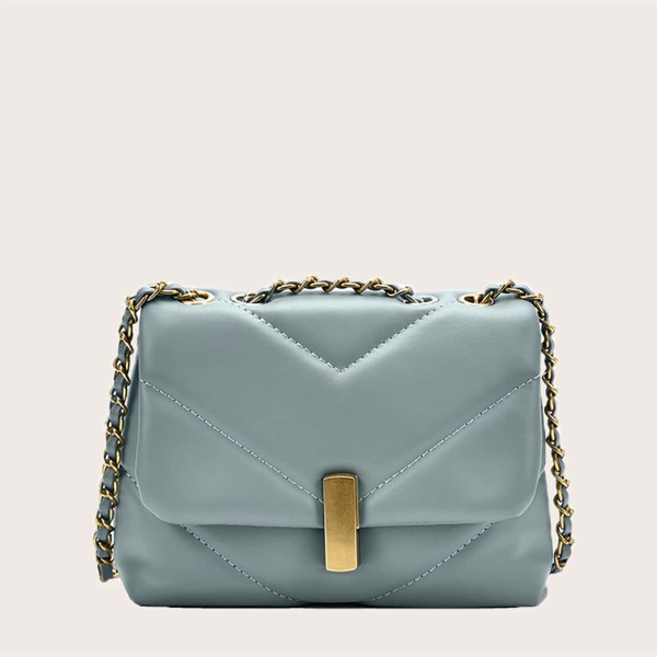 

Metal Decor Chevron Crossbody Bag, Blue
