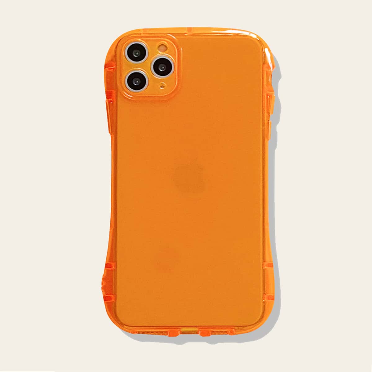 

1pc Solid Clear iPhone Case, Orange clear