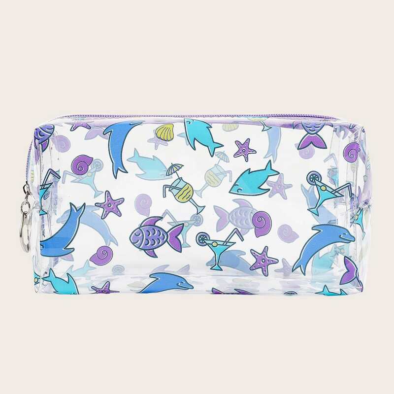 

1pc Cartoon Graphic Clear Makeup Bag, Multicolor