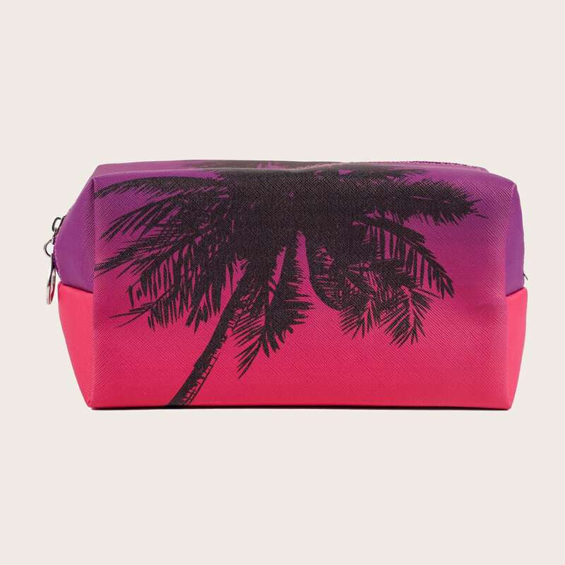 

1pc Tree Print Makeup Bag, Multicolor