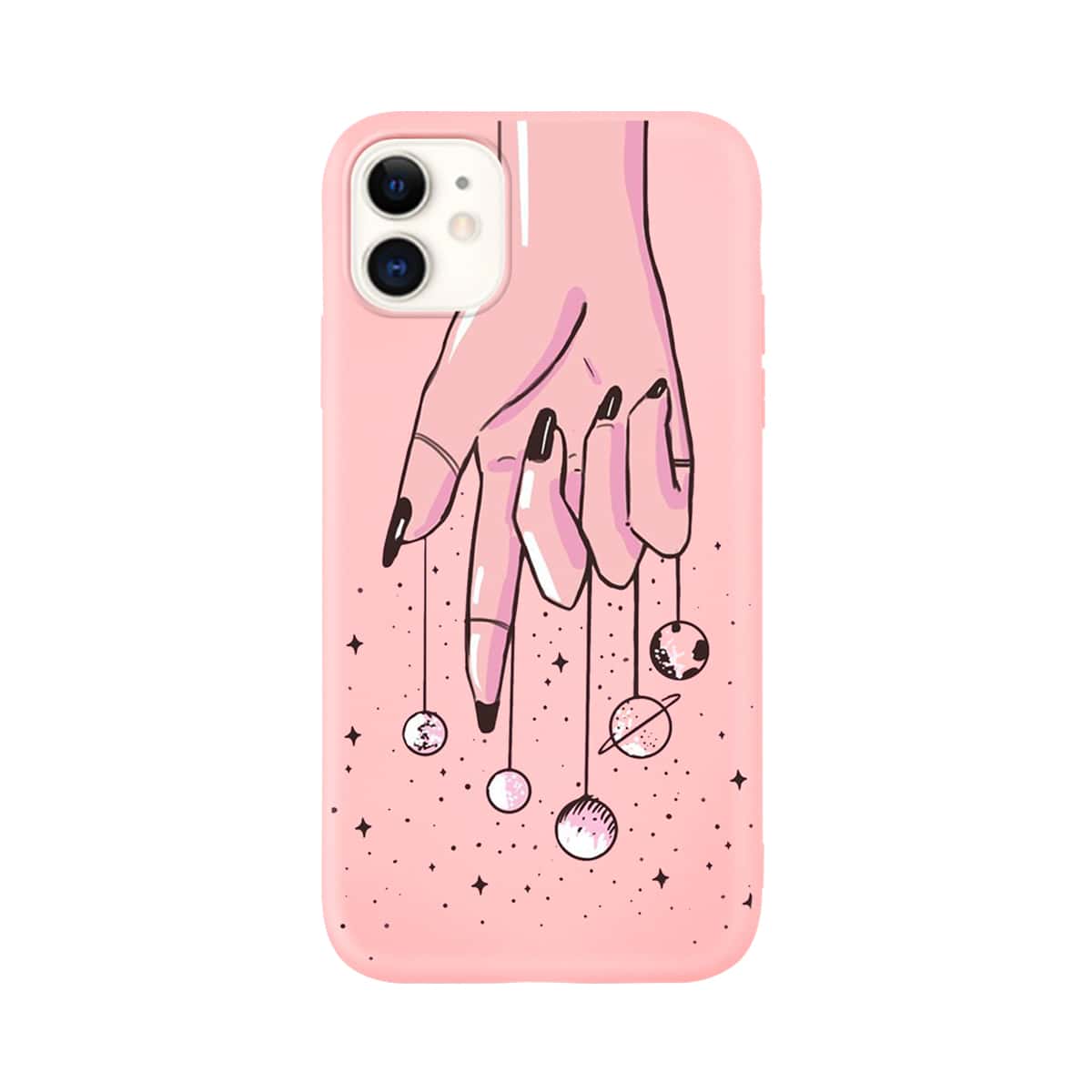 

1pc Hand Print iPhone Case, Pink