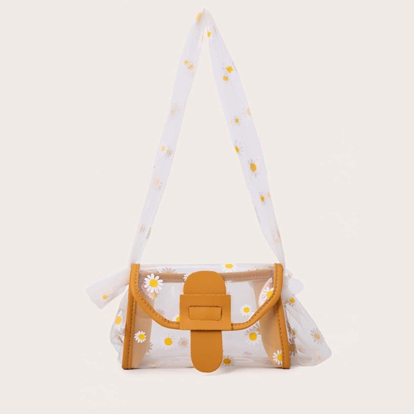 

Daisy Graphic Clear Crossbody Bag, Yellow clear