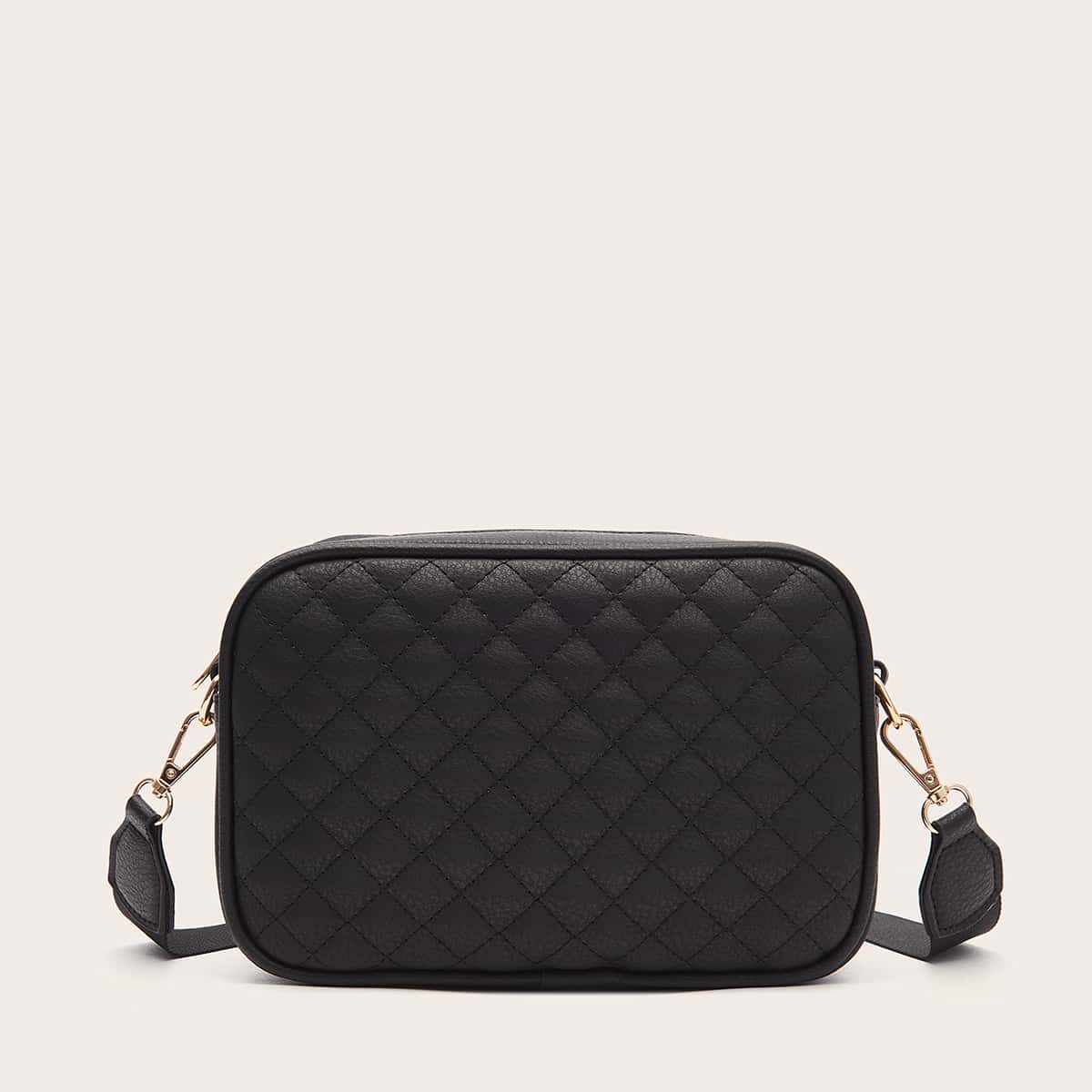 

Minimalist Quilted Crossbody Bag, Black