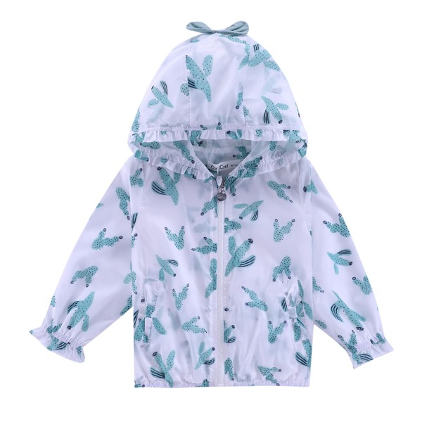 

Toddler Girls Cactus Print Zipper Sunproof Jacket, Multicolor