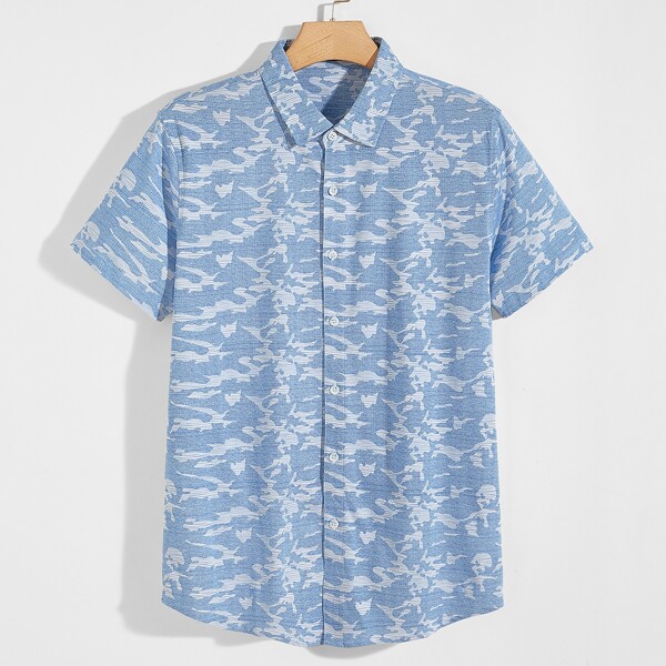 

Men Allover Print Shirt, Baby blue