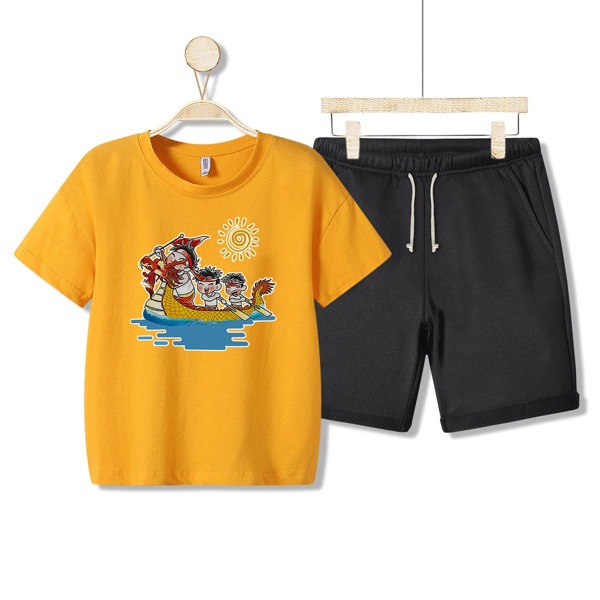 

Boys Dragon Boat Print Tee & Shorts, Multicolor