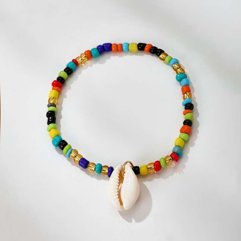 

Shell Beaded Anklet, Multicolor