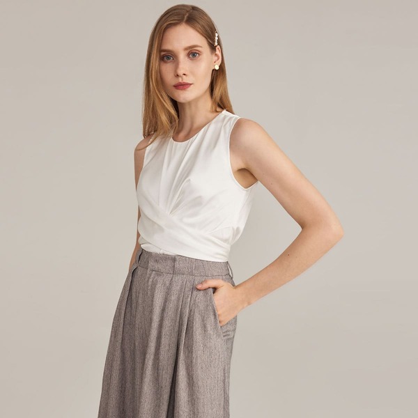 

SATIN CROSS WRAP TOP, White