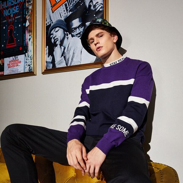 

Men Slogan Pattern Color Block Sweater, Multicolor