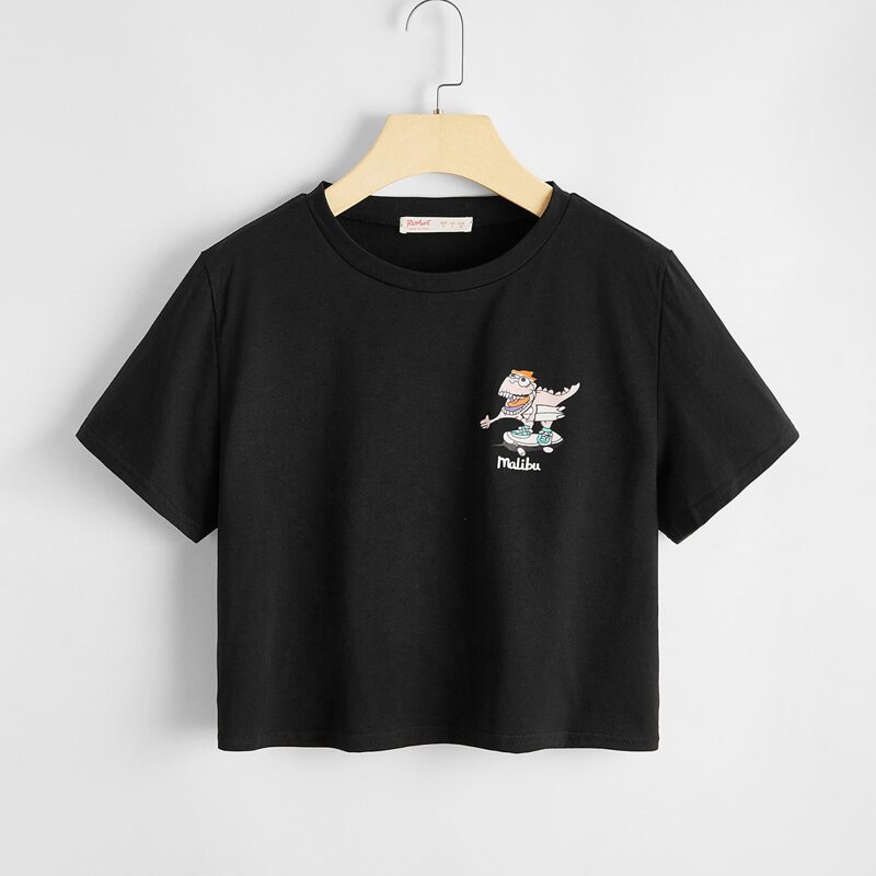 

Cartoon Graphic Boxy Tee, Black