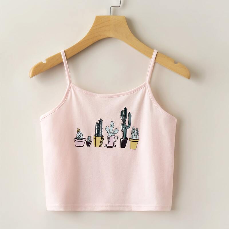 

Cactus Graphic Crop Cami, Baby pink