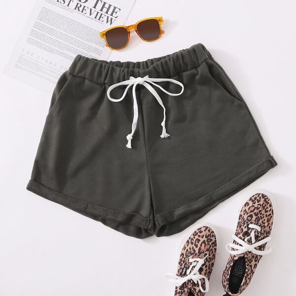 

Slant Pocket Drawstring Shorts, Dark grey