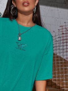 SHEIN Unity T-shirt Hewan Casual - Hijau - View 3
